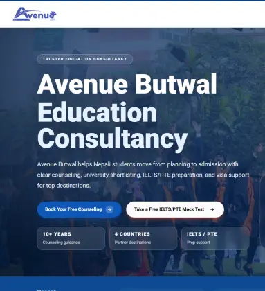 Avenue Butwal education consultancy website