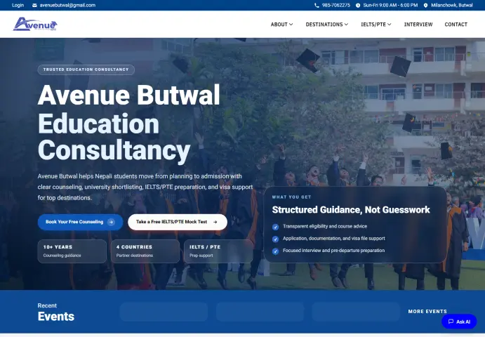 Avenue Butwal Education Consultancy landing page thumbnail